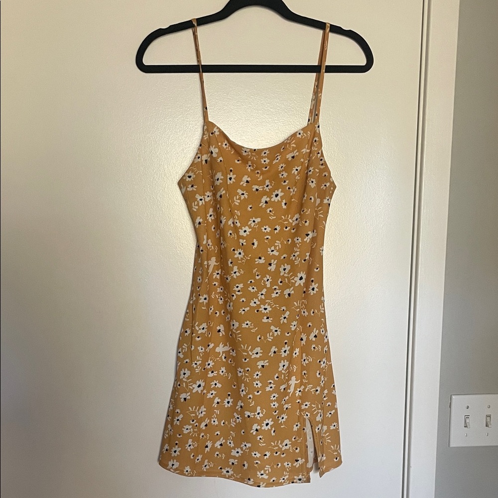 Princess Polly Mustard Yellow Floral Mini Dress Size 2